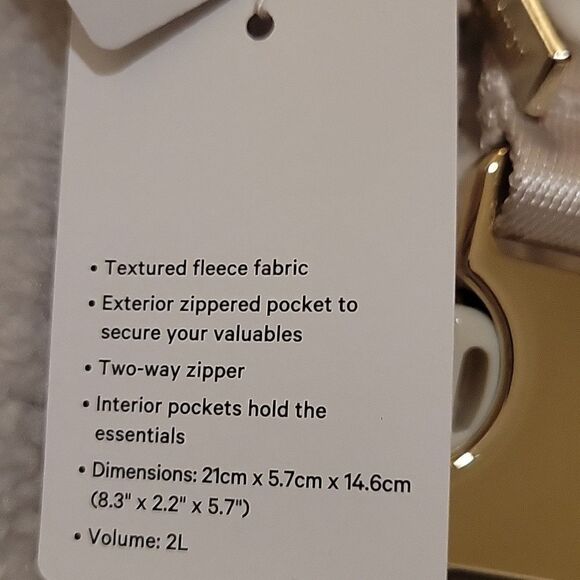 LULULEMON NWT WHITE OPAL/GOLD HARDWARE FLEECE EVERYWHERE BELT BAG LARGE 2L - Picture 10 of 14